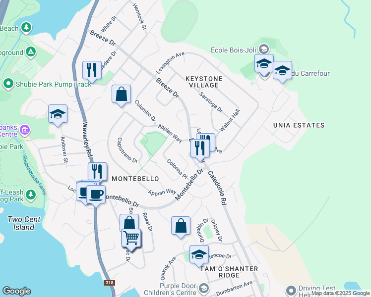 map of restaurants, bars, coffee shops, grocery stores, and more near 2 Lombardy Lane in Dartmouth