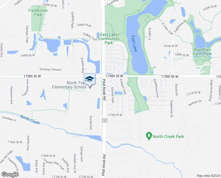 map of restaurants, bars, coffee shops, grocery stores, and more near 17101 Encina Path in Farmington
