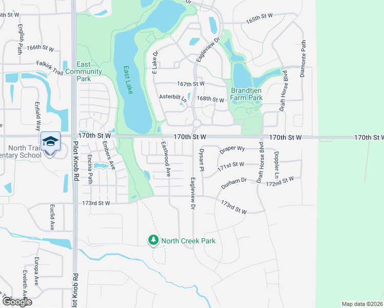 map of restaurants, bars, coffee shops, grocery stores, and more near 17113 Eagleview Drive in Farmington