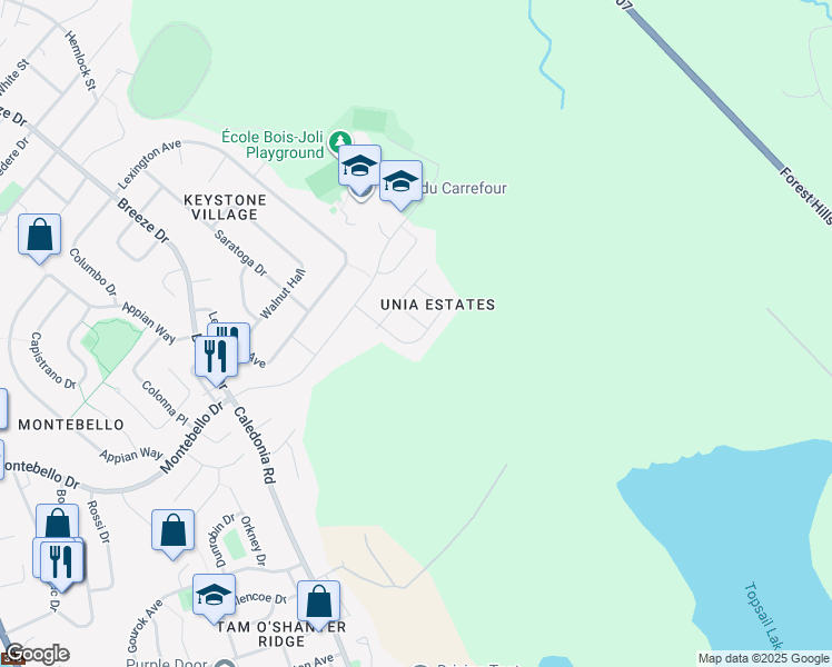 map of restaurants, bars, coffee shops, grocery stores, and more near 77 Saint Clair Avenue in Dartmouth