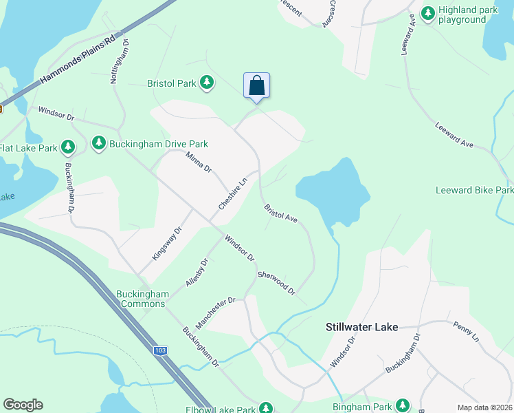 map of restaurants, bars, coffee shops, grocery stores, and more near 56 Bristol Avenue in Stillwater Lake