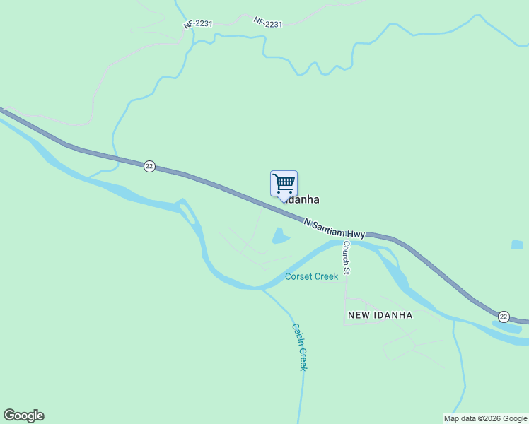 map of restaurants, bars, coffee shops, grocery stores, and more near 183 North Santiam Highway in Idanha