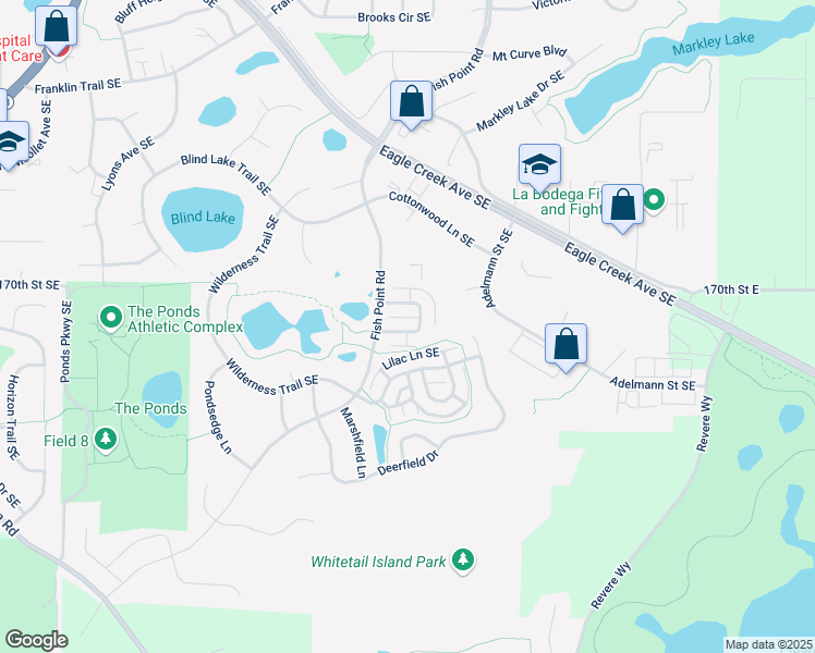 map of restaurants, bars, coffee shops, grocery stores, and more near 5458 Fawn Meadow Curve in Prior Lake