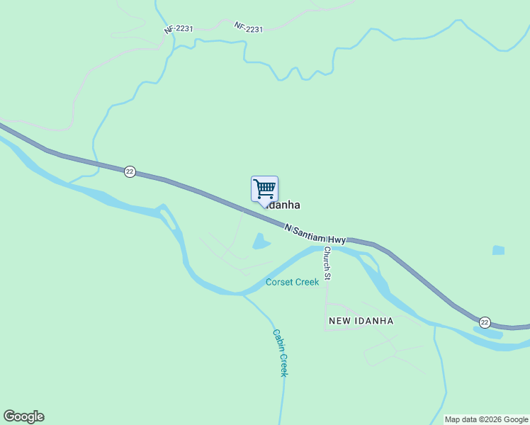 map of restaurants, bars, coffee shops, grocery stores, and more near 183 North Santiam Highway in Idanha