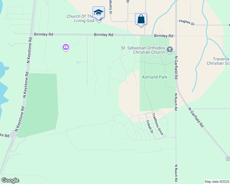map of restaurants, bars, coffee shops, grocery stores, and more near 1120 Birmley Estates Drive in Traverse City