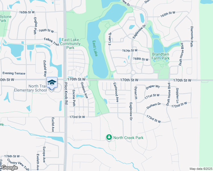 map of restaurants, bars, coffee shops, grocery stores, and more near 17113 Eagleview Way in Farmington