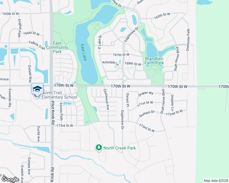 map of restaurants, bars, coffee shops, grocery stores, and more near 17021 Eagleview Lane in Farmington