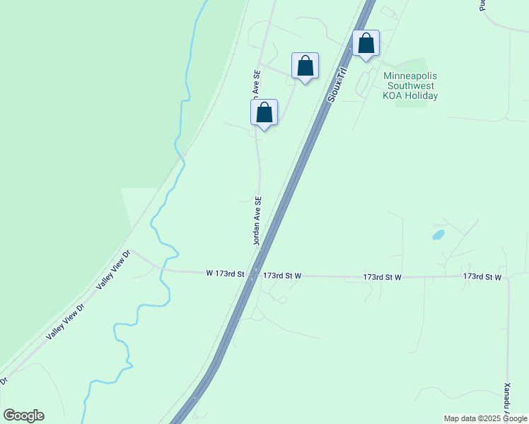 map of restaurants, bars, coffee shops, grocery stores, and more near 17011 Jordan Avenue in Jordan