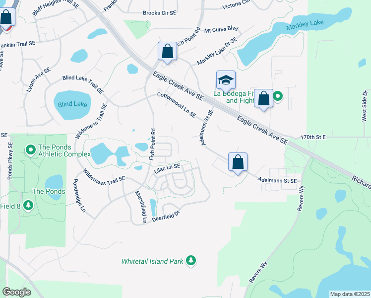 map of restaurants, bars, coffee shops, grocery stores, and more near 5425 Fawn Court Southeast in Prior Lake