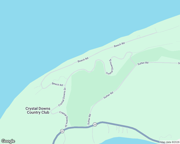 map of restaurants, bars, coffee shops, grocery stores, and more near Crystal Downs Drive in Benzie County