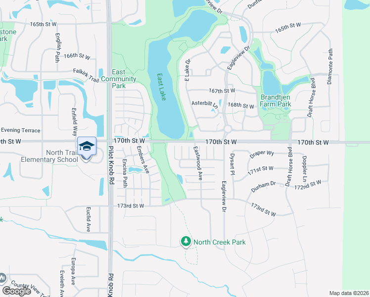 map of restaurants, bars, coffee shops, grocery stores, and more near 17018 Eastwood Avenue in Farmington