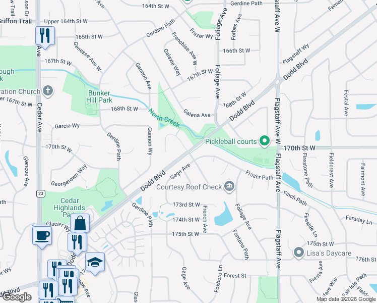 map of restaurants, bars, coffee shops, grocery stores, and more near 1600 Galleon Circle in Rosemount