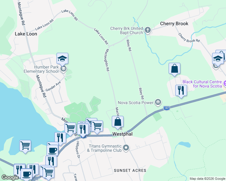 map of restaurants, bars, coffee shops, grocery stores, and more near in Cole Harbour