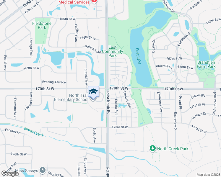 map of restaurants, bars, coffee shops, grocery stores, and more near 17087 Encina Path in Farmington