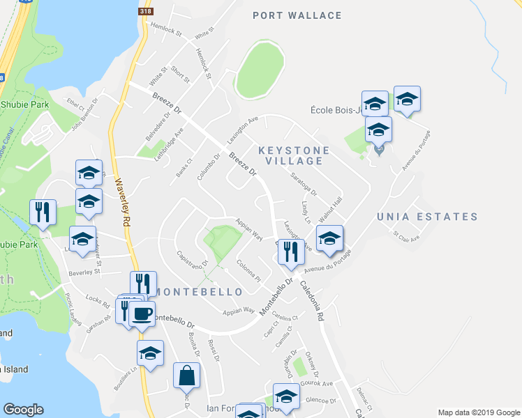 map of restaurants, bars, coffee shops, grocery stores, and more near 46 Stone Gate Court in Dartmouth