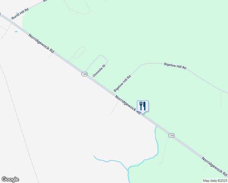 map of restaurants, bars, coffee shops, grocery stores, and more near 5 Bigelow Hill Road in Norridgewock