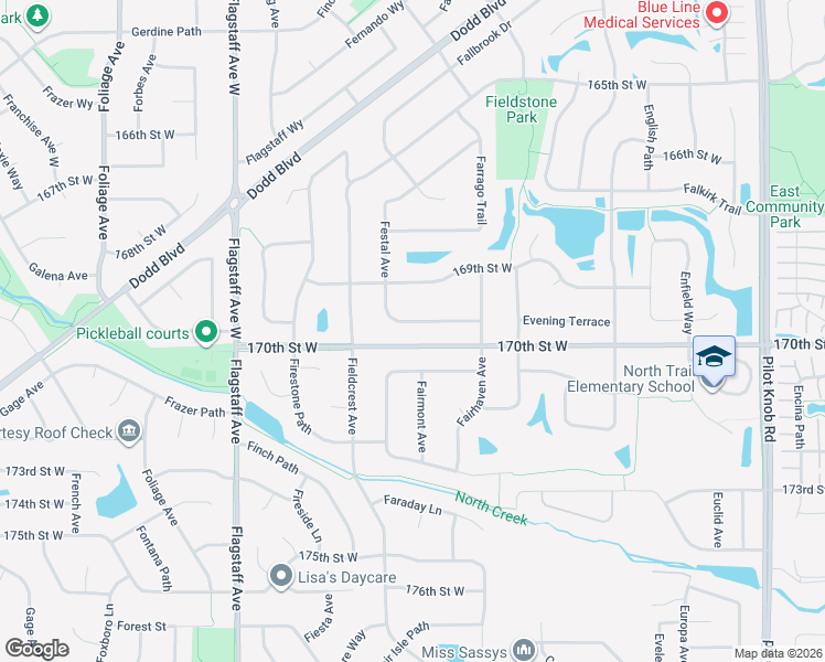 map of restaurants, bars, coffee shops, grocery stores, and more near 16947 Festal Avenue in Farmington