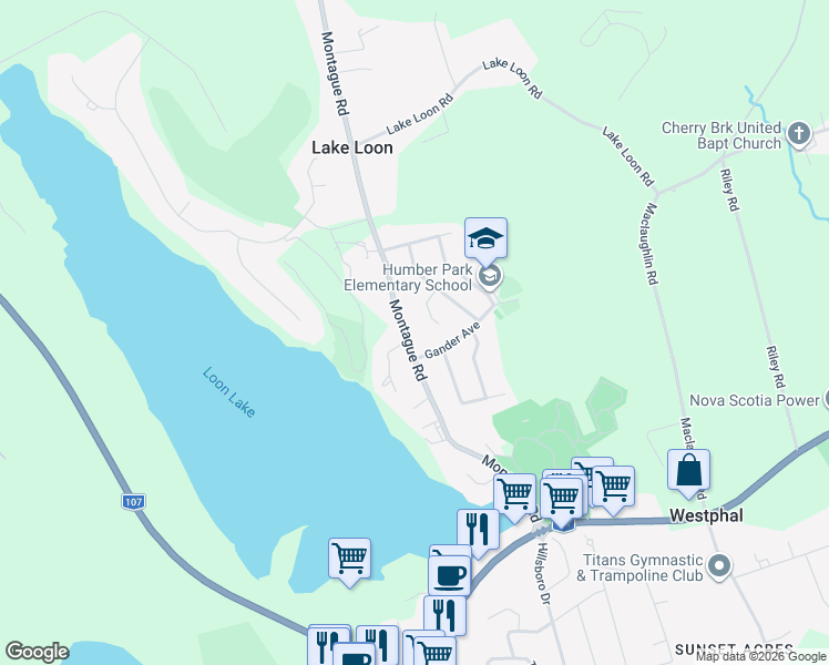 map of restaurants, bars, coffee shops, grocery stores, and more near 8 Gander Avenue in Loon Lake