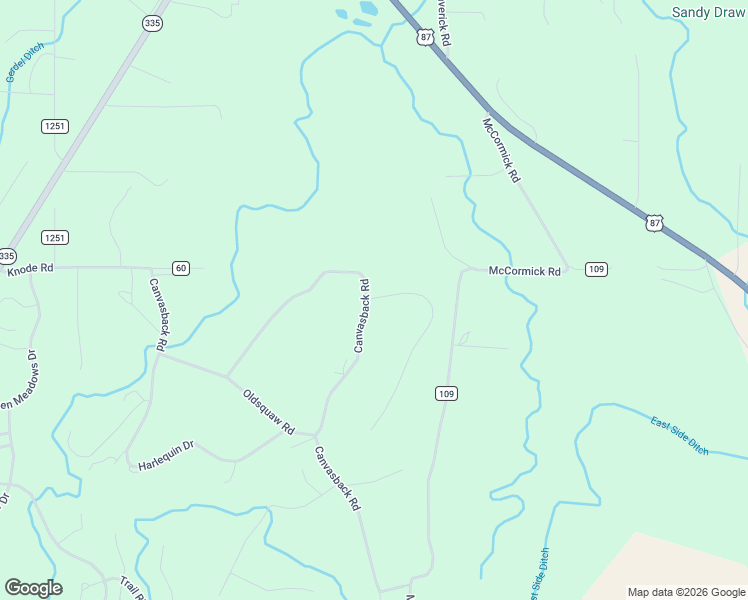 map of restaurants, bars, coffee shops, grocery stores, and more near 75 Canvasback Road in Sheridan