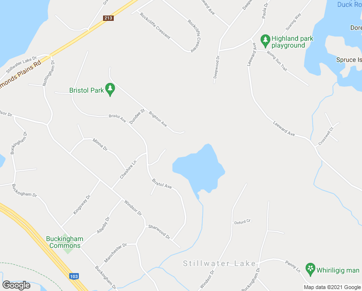 map of restaurants, bars, coffee shops, grocery stores, and more near 106 Brighton Avenue in Stillwater Lake