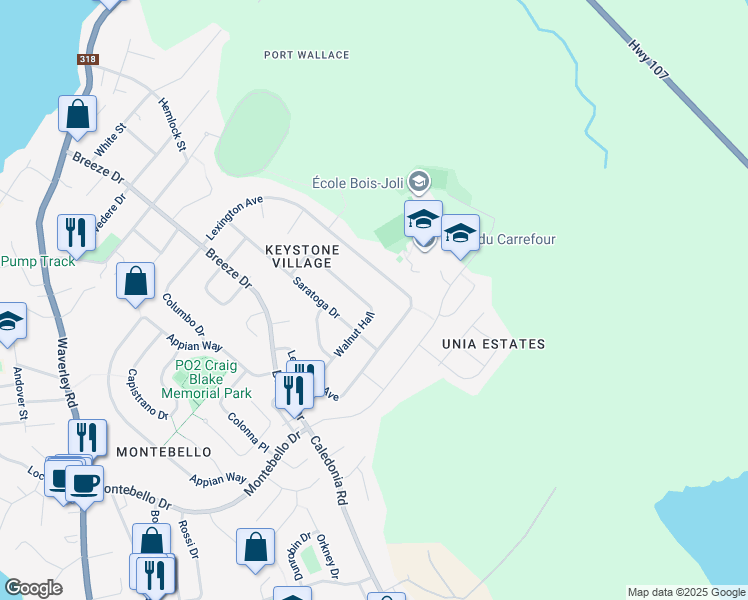 map of restaurants, bars, coffee shops, grocery stores, and more near 27 Walnut Hall in Dartmouth