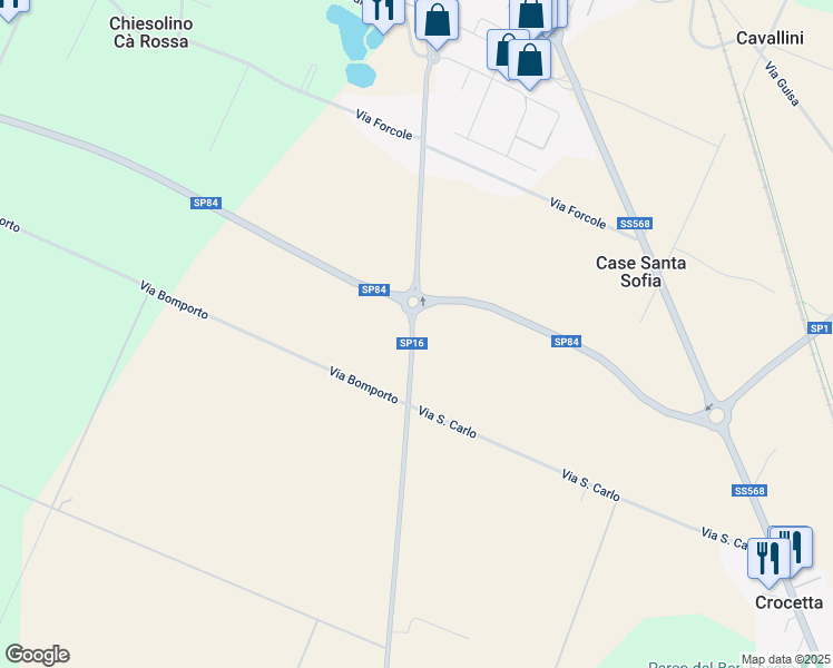 map of restaurants, bars, coffee shops, grocery stores, and more near 1433 SP16 in Città Metropolitana di Bologna