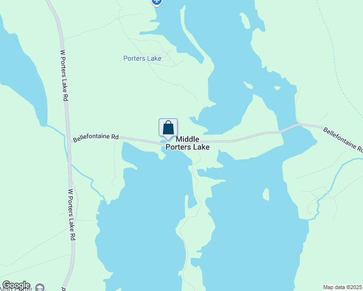 map of restaurants, bars, coffee shops, grocery stores, and more near Bellefontaine Road in Middle Porters Lake