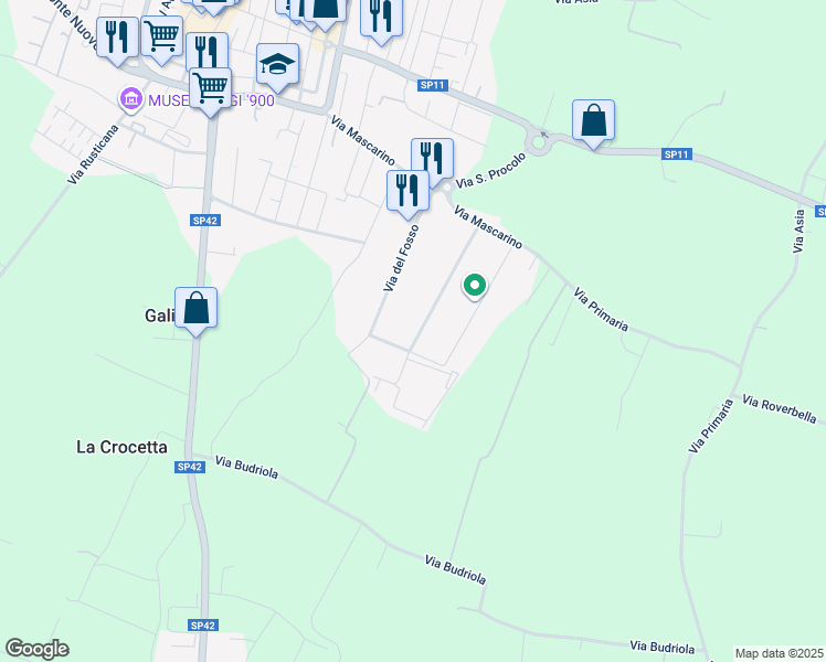 map of restaurants, bars, coffee shops, grocery stores, and more near 27 Via Benedetto Zallone in Pieve di Cento