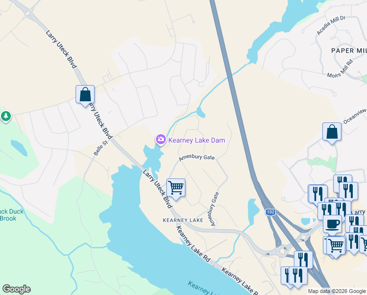 map of restaurants, bars, coffee shops, grocery stores, and more near 27 Weybridge Lane in Bedford