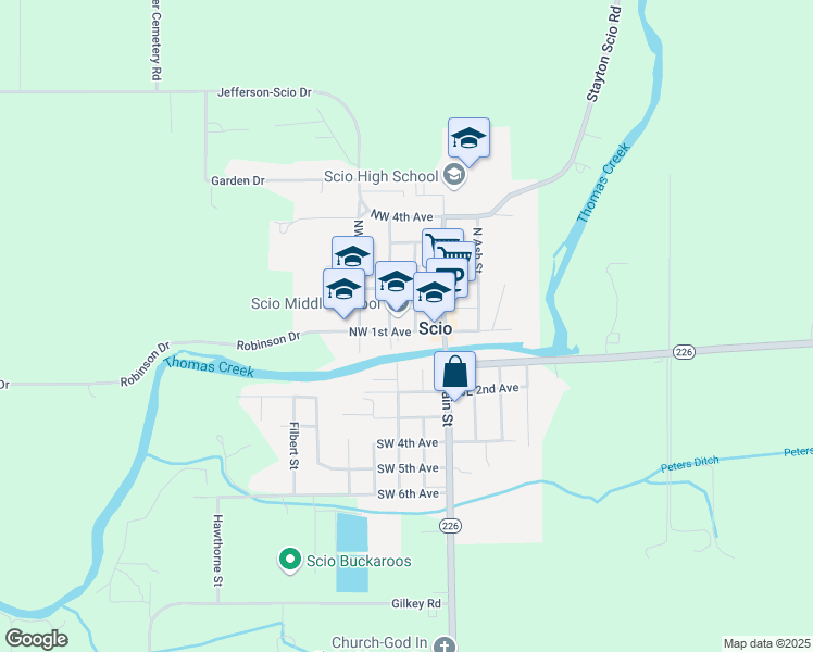map of restaurants, bars, coffee shops, grocery stores, and more near 38875 Northwest 1st Avenue in Scio