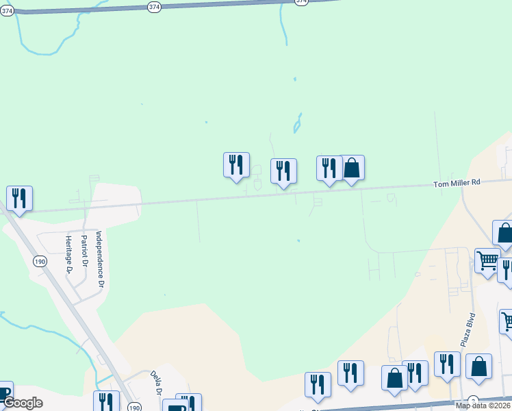 map of restaurants, bars, coffee shops, grocery stores, and more near 355 Tom Miller Road in Plattsburgh