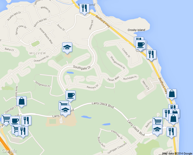 map of restaurants, bars, coffee shops, grocery stores, and more near 15 Kingsbury Way in Bedford