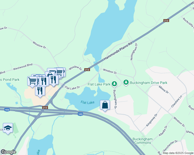 map of restaurants, bars, coffee shops, grocery stores, and more near 29 Flat Lake Drive in Stillwater Lake
