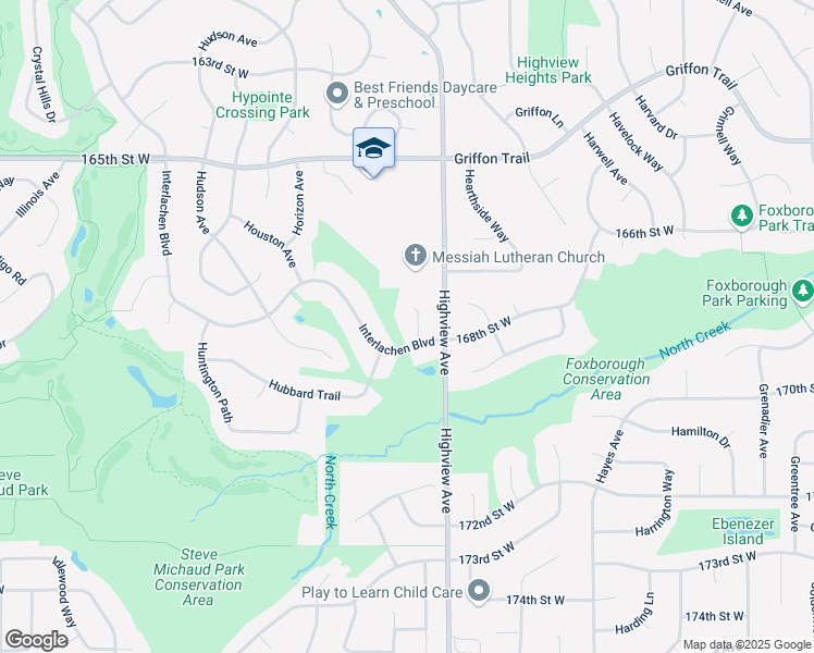map of restaurants, bars, coffee shops, grocery stores, and more near 16795 Interlachen Court in Lakeville