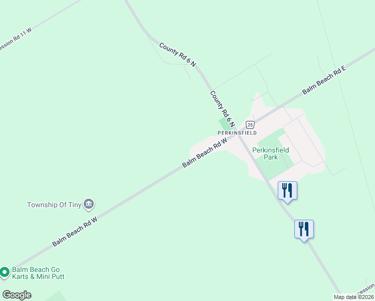 map of restaurants, bars, coffee shops, grocery stores, and more near 40 Balm Beach Road West in Simcoe County