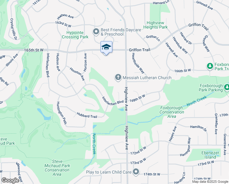 map of restaurants, bars, coffee shops, grocery stores, and more near 16795 Interlachen Court in Lakeville