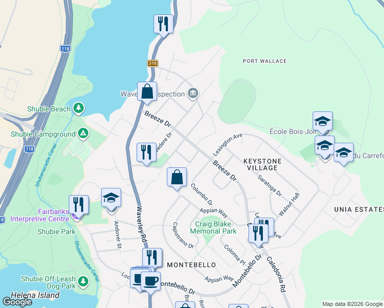 map of restaurants, bars, coffee shops, grocery stores, and more near 3 Banks Court in Dartmouth