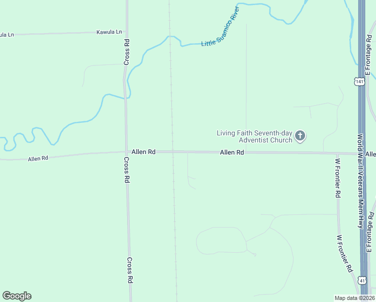 map of restaurants, bars, coffee shops, grocery stores, and more near 5951 Allen Road in Little Suamico
