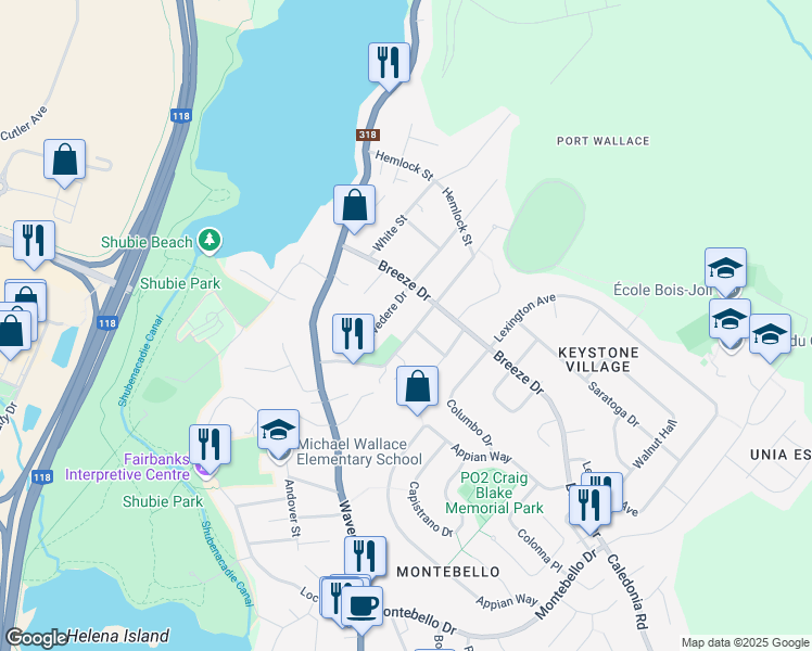 map of restaurants, bars, coffee shops, grocery stores, and more near 32 Lethbridge Avenue in Dartmouth