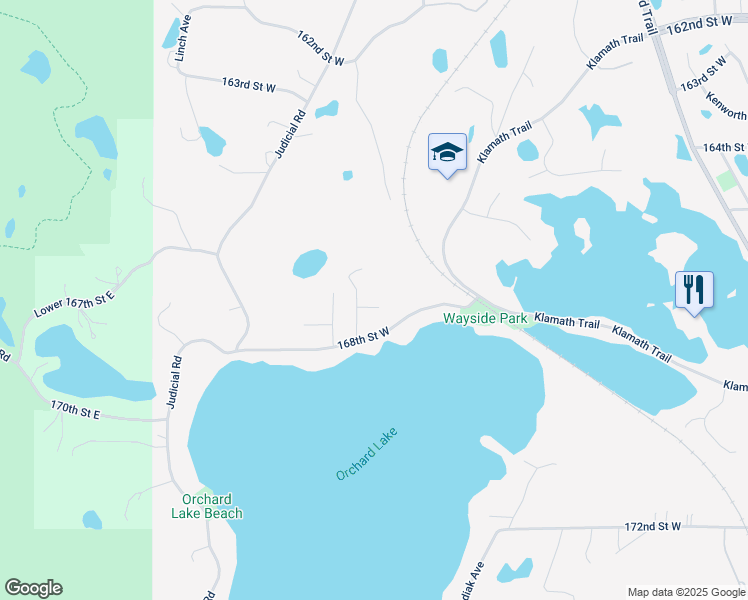 map of restaurants, bars, coffee shops, grocery stores, and more near 13205 Lakehills Court in Lakeville