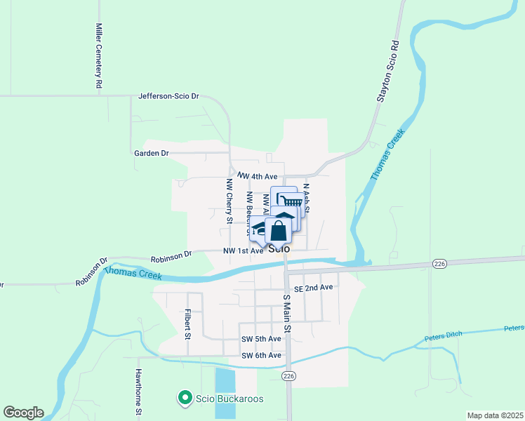 map of restaurants, bars, coffee shops, grocery stores, and more near 38955 Northwest 2nd Avenue in Scio
