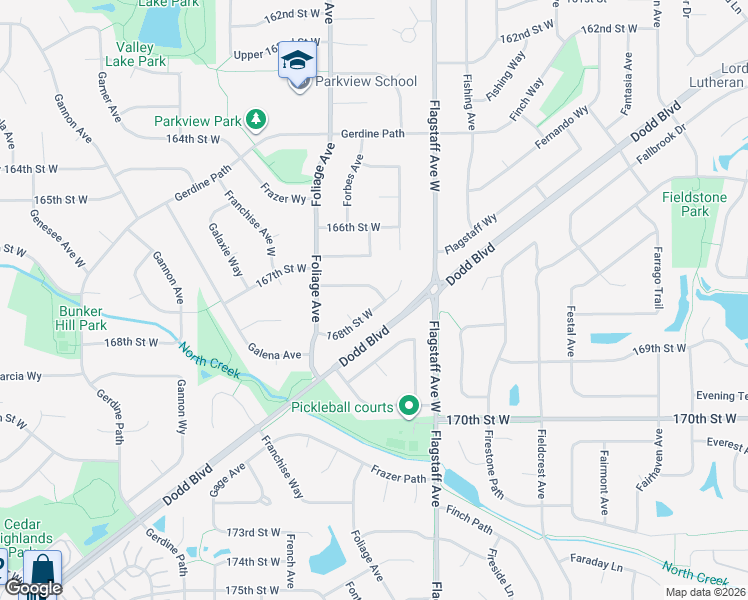 map of restaurants, bars, coffee shops, grocery stores, and more near 6630 168th Street West in Rosemount