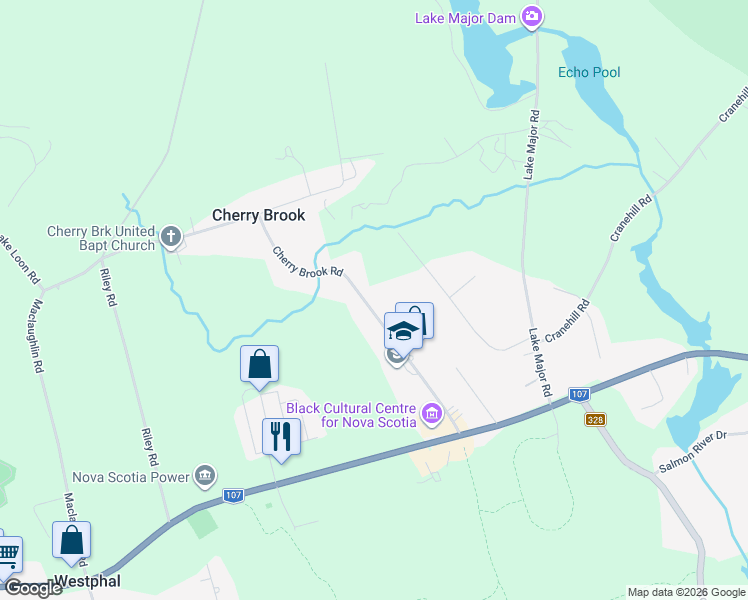 map of restaurants, bars, coffee shops, grocery stores, and more near 125 Cherry Brook Road in Cherry Brook