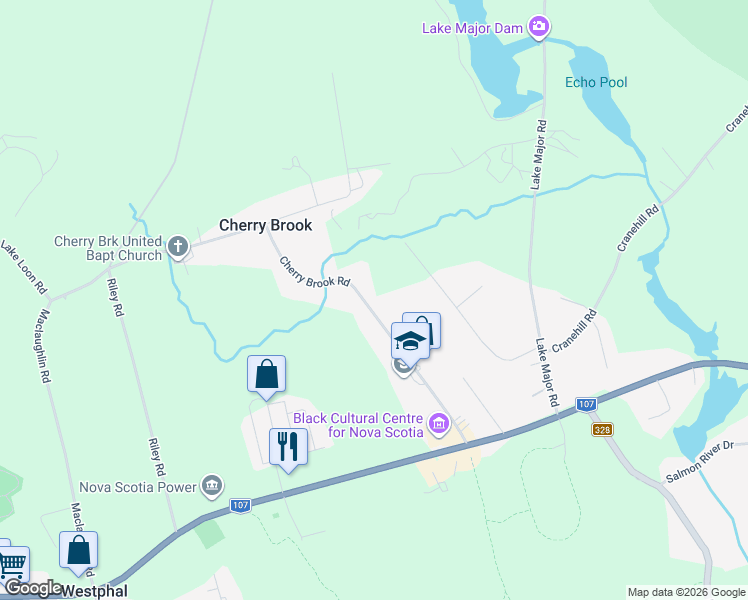 map of restaurants, bars, coffee shops, grocery stores, and more near 125 Cherry Brook Road in Cherry Brook
