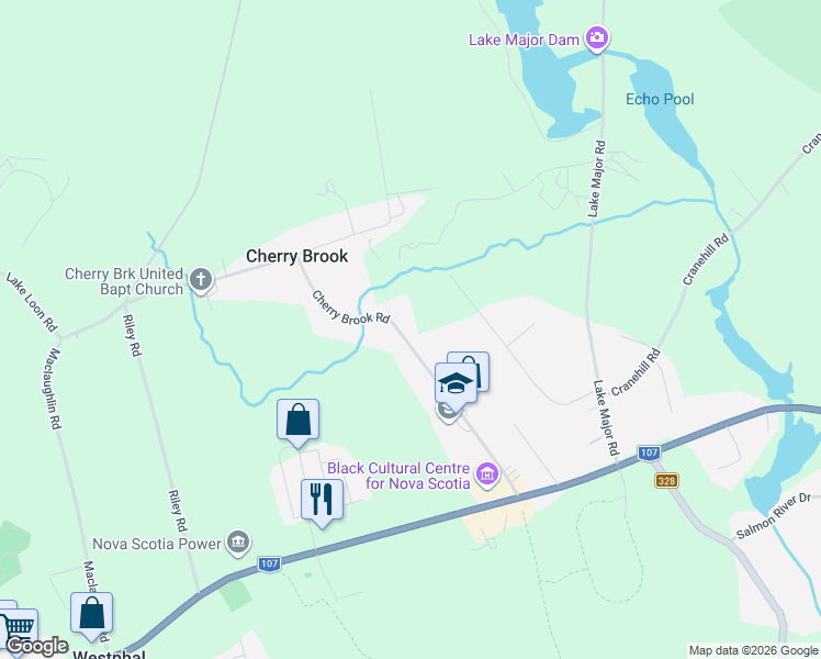 map of restaurants, bars, coffee shops, grocery stores, and more near 140 Cherry Brook Road in Cherry Brook