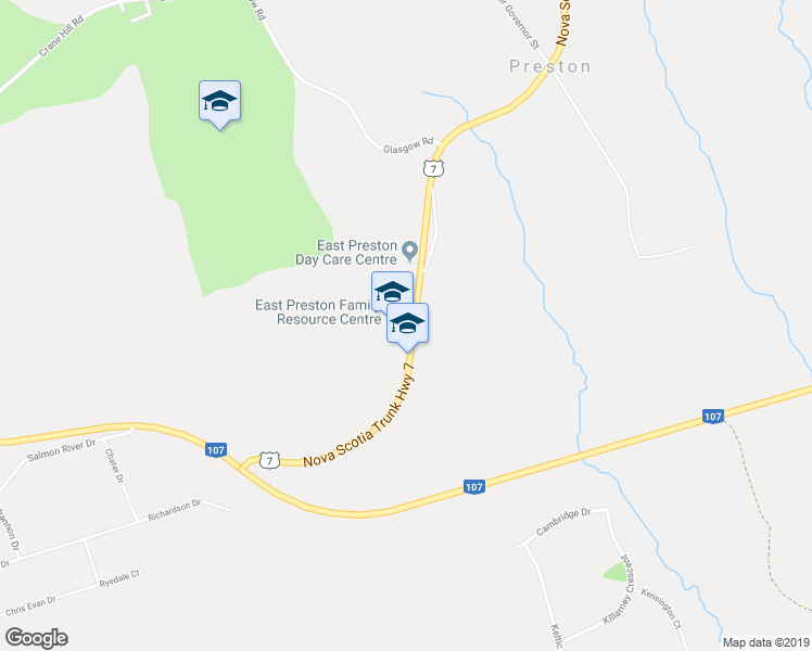 map of restaurants, bars, coffee shops, grocery stores, and more near 1763 Highway 7 in East Preston