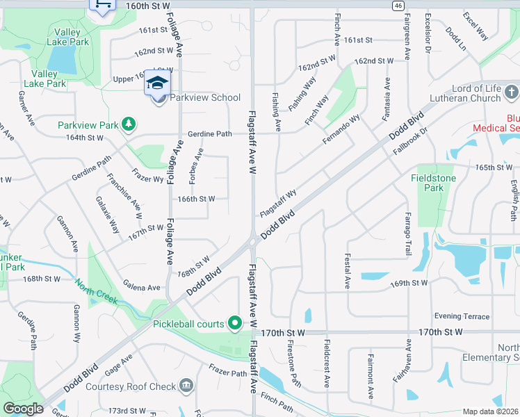map of restaurants, bars, coffee shops, grocery stores, and more near 16634 Flagstaff Avenue West in Rosemount
