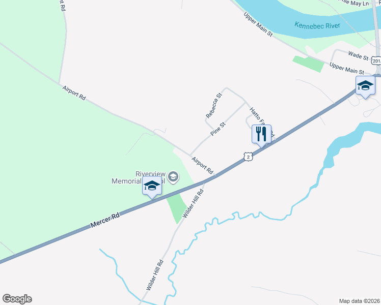 map of restaurants, bars, coffee shops, grocery stores, and more near 31 Airport Road in Norridgewock