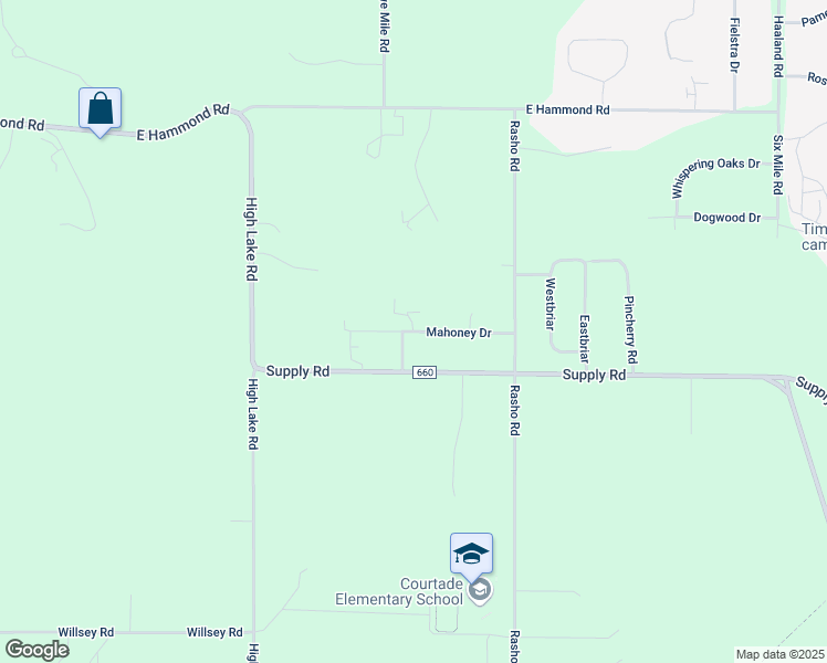map of restaurants, bars, coffee shops, grocery stores, and more near Mahoney Drive in Traverse City
