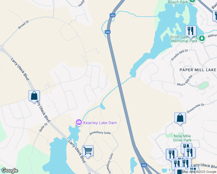 map of restaurants, bars, coffee shops, grocery stores, and more near Bicentennial Drive in Bedford